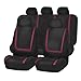 FH Group Car Seat Covers Unique Flat Cloth Full Set Automotive Seat Covers Front Set and Rear Solid Bench Burgundy Black Seat Covers w. Gift Universal Fit Interior Accessories for Cars Trucks and SUVs