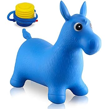 INPANY Plush Bouncy Horse For Toddlers - Inflatable Hopper Toy With Pump, Holds Up To 100 Lbs