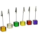 Displays2go 60 Total Units, 10 Sets of 6 Memo Clips with Alligator Clasps for Displaying Photos or Number Cards, 6 Different Colored Cubes (6CUBEALI)