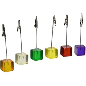 Displays2go 60 Total Units, 10 Sets of 6 Memo Clips with Alligator Clasps for Displaying Photos or Number Cards, 6 Different Colored Cubes (6CUBEALI)