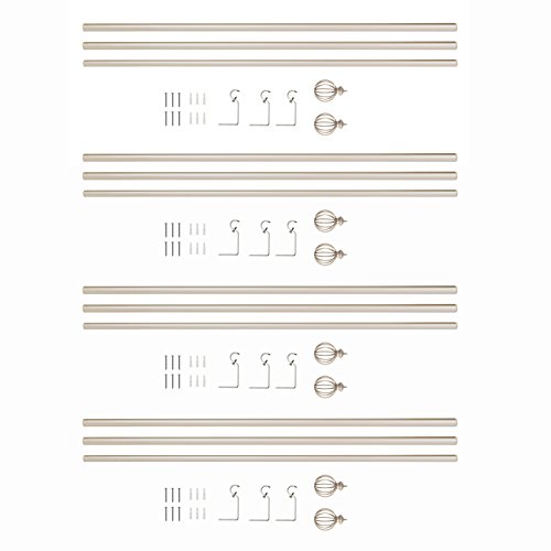 Value Pack of Sheffield Home, AMG, and Enchante Accessories, Round Cage Curtain Rod, 42 to 120-Inch, 4 Pack, Satin Nickel