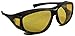 Ideal Eyewear Night Driving Wear Over Glasses Yellow Lens Fit Over Glasses (Black Frame with case, Medium)