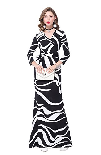 SUNNOW Womens Sexy Ladies Deep V Neck Party Dress Maxi Long Evening Dress (Asian M=US(6), Black)