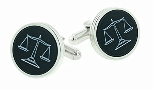 JJ Weston Onyx Etched Lawyer Cufflinks. Made in the USA.