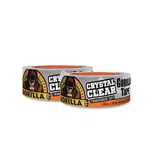 Gorilla Crystal Clear Duct Tape, 1.88" x 18 yd, Clear, (Pack of 2)