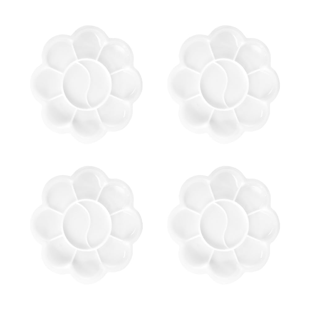 Photo 1 of ***PARTIAL SET ONLY***ccHuDE 20 Pcs Flower Shape Paint Palettes Plastic Watercolor Palettes Water Color Mixing Trays Small Painting Palettes White Painting Dishes Trays
