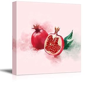 Canvas Wall Art Beautiful Fruits Pomegranate Painting Artwork for Home Prints Framed - 12x12 inches