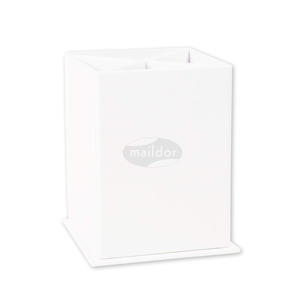 Maildor 102307MD - White cardboard pencil pot - White range - Object to decorate - Dimensions: 8x8x11 cm - Children's Arts and Crafts - Creative + Leisure