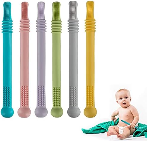 KASTWAVE Hollow Teether Tubes, Silicone Baby Teething Tube Toys