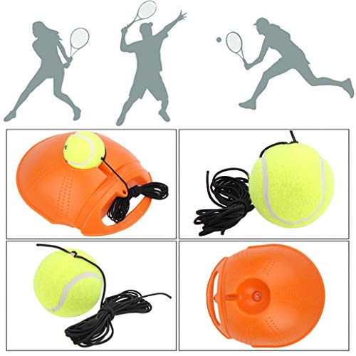 Efaster Tennis Trainer Rebounder Ball, Trainer Cemented Baseboard with Rope, Perfect Solo Tennis Trainer, Self-Study Tennis Rebound Player Training Aids Practice for Beginners & Intermediate (Orange)