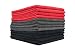 The Rag Company 51616-S Black/Grey/Red 16" x 16" (12-Pack) x 16 in. Commercial Grade All-Purpose Microfiber Highly Absorbent, LINT, Streak-Free Cleaning Towels, 12 Pack primary