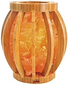 Himalayan Health 1348 Natural Air Purifying Bamboo Basket Salt Lamp with Salt Chunks, Bulb and Dimmer Control by Wbm