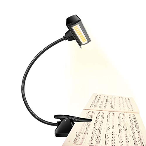 Professional Musician 3000K-6000K Super Bright 19 LED Music Stand Light, Clip On Orchestra Piano Lights, 9 Levels Dimmable Rechargeable. Perfect for Piano, Orchestra, Craft. USB Cord Incl.