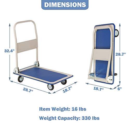 LUCKYERMORE Platform Truck Hand Flatbed Cart Dolly Folding Moving Push