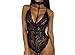Feite Fashion Women Sexy Lace Backless Jumpsuit Swimsuit Bodysuit (Black, M)