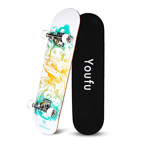 YF YOUFU Skateboard Complete, 31 Inch Pro Skateboards, Trick