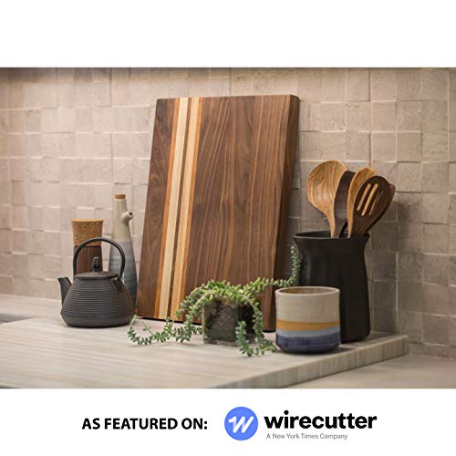 Large Multipurpose American Walnut Wood Cutting Board with Cherry/Maple Accents: 17x13x1.1 Reversible Charcuterie Board with Cracker Holder (Gift Box Included) by Sonder Los Angeles - Thumbnail 3