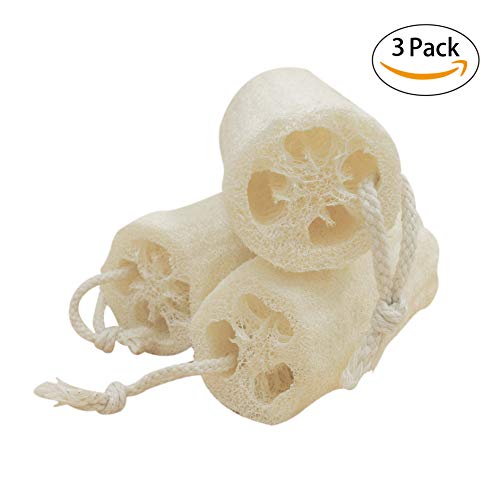 Bleu Bath (3 Pack) Pure Loofah Bath Body Scrubber Sponge in 100% Natural and Organic High Density Exfoliating Luffa Loofa for Men and Women or Even Sensitive Skin