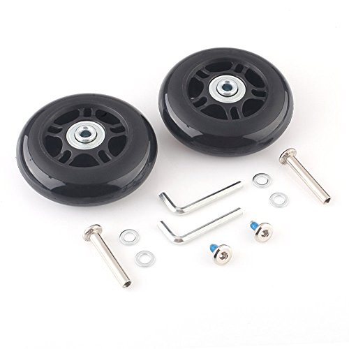 F-ber Luggage Suitcase Wheels 40mm x 18mm with ABEC 608zz Bearings, Inline Outdoor Skate Replacement Wheels, One Set of (2) Wheels (OD:40 W:18 ID:6 Axles:35)