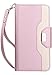 ProCase Galaxy J7 2018 Wallet Case, Galaxy J7 Aero/J7 Star/J7 Top/J7 Crown/J7 Aura/J7 Refine/J7 Eon Folding Flip Kickstand Case Protective Book Cover with Card Holders Mirror Wristlet -Pink