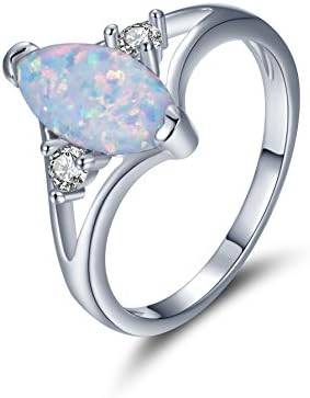 DwearBeauty White Gold Plated Cubic Zirconia and Opal Ring (5)