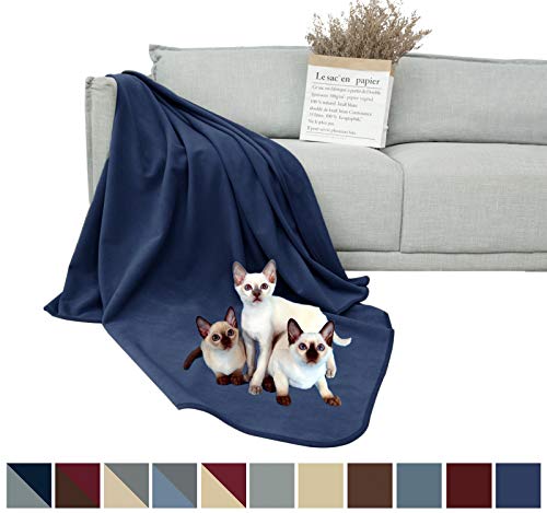 DEARTOWN 100% Waterproof Furniture Cover for Dogs and Cats,Super Soft Pet Blanket for Bed Couch Sofa (70×70 Inches, Navy)