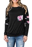 SEKKVY Women's Floral Printed Sweatshirt Long Sleeve Crewneck Pullover Hoodie Loose Casual Blouse and Tops With Pockets