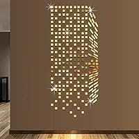 OFISSON 3D Building Style Acrylic Mirror (245 pcs) Wall Stickers Plastic Removable Modern Art Decor Wall Poster Living Room Home Decoration (Gold)