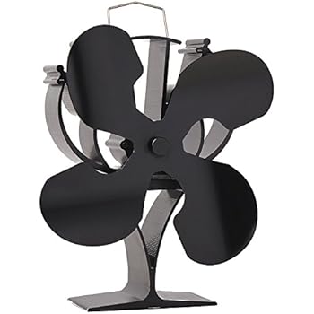 VODA New Designed 4 Blades Heat Powered Stove Fan for Wood/Log Burner/Fireplace - Eco Friendly(Black)