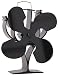 VODA New Designed 4 Blades Heat Powered Stove Fan for Wood/Log Burner/Fireplace - Eco Friendly(Black)