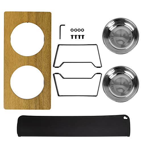 XZONE PET Raised Pet Bowls for Cats and Puppy, Walnut Wood Elevated