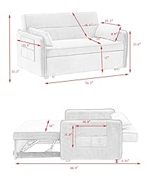 ERYE 3 in 1 Upholstered Futon Loveseat Convertible