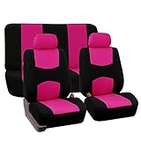 FH GROUP FH-FB050112 Full Set Flat Cloth Car Seat Covers Pink / Black Color- Fit Most Car, Truck, Suv, or Van