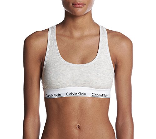 Calvin Klein Women's Modern Cotton Bralette, Snow Heather/Neon