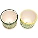 MyGift 4-Inch Decorative Green & Yellow Bamboo Designed Ceramic Flower Pots with Attached Saucer, Set of 2