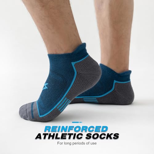 Cirorld Mens Ankle Running Socks, Athletic Cushioned Low Cut Moisture Wicking Cotton Short Sports Socks, 6 Pairs