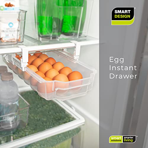 Smart Design Adjustable Sliding Pull Out Egg Drawer Holds 18 Eggs