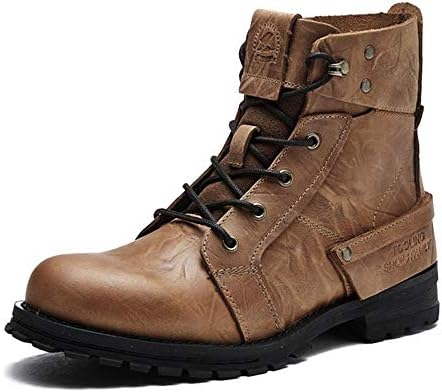 品質検査済 Nicexiongdei カジュアルレザーブーツメンズマーチンブーツメンズブーティ 色 43 サイズ Brown Yellow