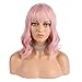 eNilecor Pink Wig, Short Colorful Synthetic Curly Pastel Wigs with Air Bangs for Women(14