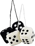 12 Pack Bell Automotive 33603 Hanging Fuzzy Dice - White & Black for Rearview Car Mirror