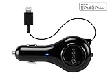 Retractable Car Charger for iPhone 7, 7 Plus and other Lightning devices- Compact - Apple Licensed - 1A Lightning 8 Pin - by Cellet