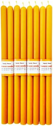 Hand Poured 100% Pure Beeswax Taper Candles ( 14") Natural Honey Scent Long-Burning (2)