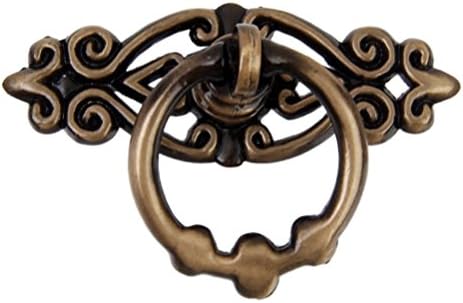 Saliency Vintage Pull Handle Knobs For Kitchen Cabinet Cupboard Dresser Door With Drawer Ring (Antique Brass) 10pcs