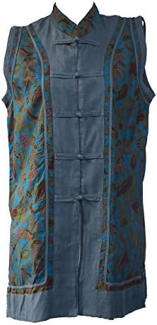 Bonya Women 100% Cotton Traditional Ethnic Chinese Floral Blouse Top (Grey)