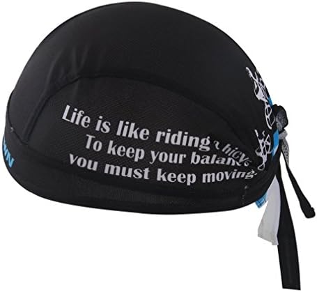 BESYL Black Biker Printed High-Performance UV Protection Mesh Dew Rag Cooling Breathable Skull Cap for Cycling, Motorcycling, Riding, Skiing, Trekking, Mountain Climbing or Other Sports
