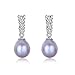 DIAMOVI Water Drop Pearl Stud Earrings & Silver Chain Pendant Set| Impeccable Quality Natural, Flawless Freshwater Pearl & 925 Sterling Silver| The Most Unique Fashion Jewelry Set (3 | Purple Pearls)