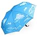 Plemo Automatic Umbrellas, 11.5 Inch Compact Folding Umbrellas Windproof with Anti-Slip Rubberized Grip, for Business and Travels or Wedding Gifts, Blue Sky