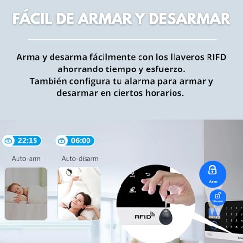Clicklife - Kit Alarma WiFi Sistema de Seguridad Inalambrica para Casa y Negocio con App Celular, Compatible con Google y Alexa Notificaciobnes en Tiempo Real (10 Sensores, Control de 100 Zonas)