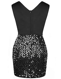 Vestido de lentejuelas sexy con cuello en V, sin mangas, para fiestas