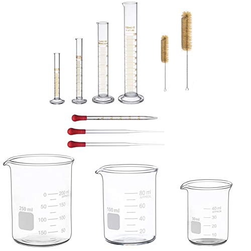 Glass Measuring Low Form Beaker Set 50ml 100ml 250ml and Thick Glass